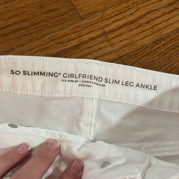 Chico's White So Slimming Girlfriend Slim Ankle Jeans - Picture 3 of 5